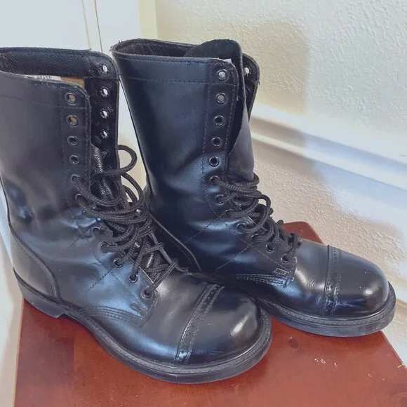 HH Brand - Airborne Jump Combat Boots - Black Leather - Lace Up -  Size 8 - USA Amazon.com: Corcoran Men main image 4